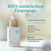 Bild einer Flasche „Nature Love Hyaluron Nachtcreme“ mit deutschem Text, der die natürlichen Inhaltsstoffe hervorhebt: Vegane Hyaluronsäure, Jojobaöl, Sheabutter, Nachtkerzenöl, Glycerin, Spirulina und Sanddornblattextrakt.